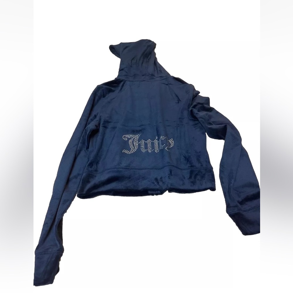 Juicy Couture OG Big Bling Velour Hoodie Jacket Regal Blue  M, L